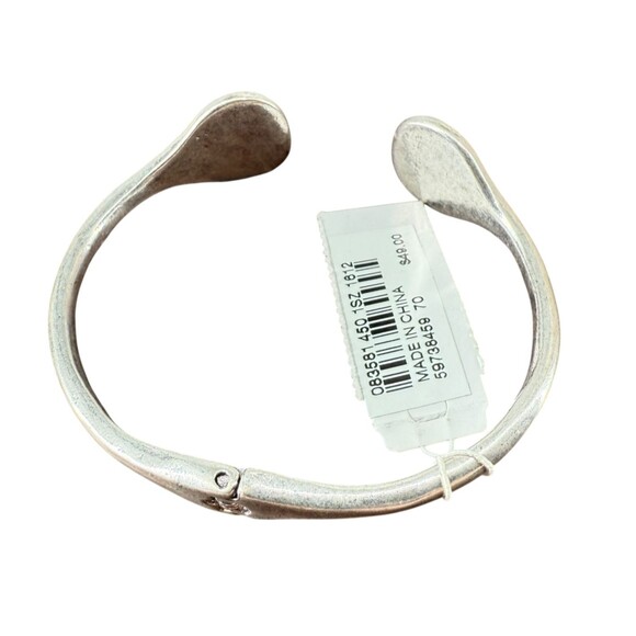 J. Jill Metal Hinge Cuff Bracelet Silver Tone Circle Faceted Glass Pavé Cluster - Picture 7 of 8